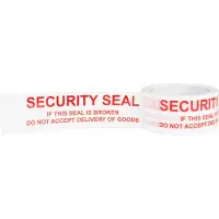 Kortpack - Security Tape 50mm breed x 66mtr lang - Opdruk: Security Seal - 36 rollen - PP- Acryl Tape - Wit met rode opdruk - Waarschuwingstape - (020.0030)