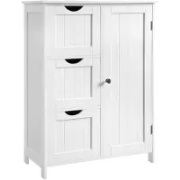 Hoppa! Songmics Badkamermeubel Met 3 Lades Wit - Mdf- 60x30x81