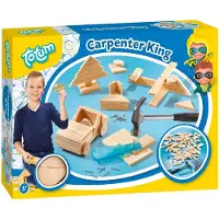 Totum Carpenter King junior Timmerset met hout en hamer - educatief constructie speelgoed bouwset - leren timmeren jongens en meisjes junior