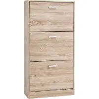 Songmics 3-laags Schoenenkast, Schoenenopbergkast, Verstelbaar Schoenenrek, Met Klapdeuren, 60 X 24 X 120 Cm (l X B X H), Eikenkleur