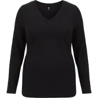 We fashion - Dames T-shirt met V-hals - Curve - Zwart - Katoen - Plus Size Maat: 48