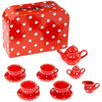 Bigjigs Rode Stippen Porseleinen Theeset