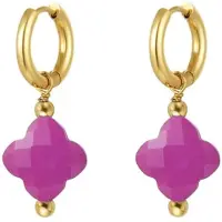 Yehwang Mix en Match - Oorbellen - Klaver - Fuchsia - Stainless Steel