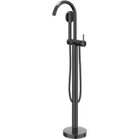 Ivy Aia Bond Badmengkraan vrijstaand met draaibare uitloop, slang 150cm en satin spray handdouche Zwart chroom PVD