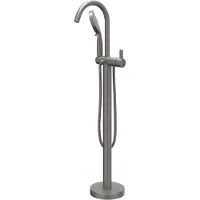 Ivy Aia Pact Badmengkraan vrijstaand met draaibare uitloop, slang 150cm en 3-standen handdouche Geborsteld metal black PVD