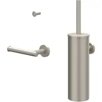 Ivy Aia Accessoires Accessoireset 1: borstelgarnituur wandmodel, handdoekhaak klein en toiletrolhouder Geborsteld nickel PVD