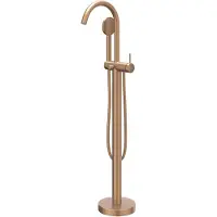 Ivy Aia Bond Badmengkraan vrijstaand met draaibare uitloop, slang 150cm en satin spray handdouche Geborsteld mat koper PVD
