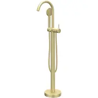 Ivy Aia Bond Badmengkraan vrijstaand met draaibare uitloop, slang 150cm en satin spray handdouche Geborsteld mat goud PVD