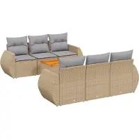 vidaXL 7-delige Loungeset met kussens poly rattan beige