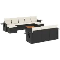 vidaXL 11-delige Loungeset met kussens poly rattan zwart
