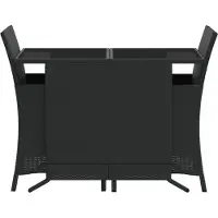 vidaXL 3-delige Bistroset met kussens poly rattan zwart