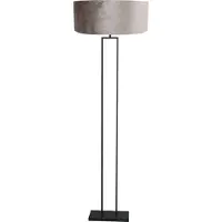 Steinhauer Zwarte staande lamp Stang 3847ZW met E27 fitting en grijs velours kap