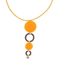 Behave - Oranje ketting met hanger in retro stijl - Statement sieraad