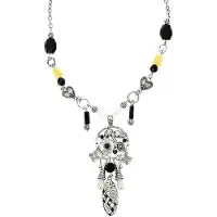 Behave - Zilverkleur ketting met etnische hanger - Boho festival look