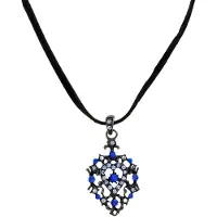 Behave - Ketting - Zwart met blauwe hartvormige hanger - Vintage romantisch