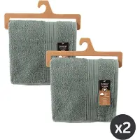 Tiseco Home Studio - Badhanddoek EDEN - SET/2 - 100% bio katoen - 500 g/m2 - met ophanglus - bio katoen - superzacht en zeer absorberend - 50x100 cm - Groen