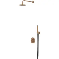 Ivy Aia Tribe Inbouw Regendoucheset 2-weg - 20cm Plafondbuis - 20cm Medium Hoofddouche Rond - Wandhouder - Staafhanddouche - Rvs316 Geborsteld Mat Koper - Kranen, Douchekranen, Douchesets, Inbouw