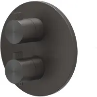 Ivy Aia Tribe Afbouwdeel inbouwthermostaat met 2-weg stop-omstel met rond rozet RVS316 geborsteld carbon black PVD