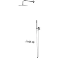 Ivy Aia Bond Regendoucheset 4 inbouw symmetry met 2 stopkranen, 40cm wandarm, 20cm medium hoofddouche, houder met uitlaat, doucheslang 150cm, 3-standen handdouche Chroom