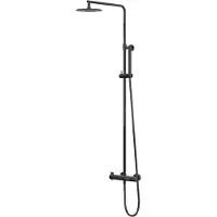 Ivy Aia Pact Regendoucheset 1 opbouw, 25cm slim hoofddouche, satin spray handdouche Zwart chroom PVD