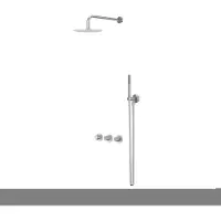 Ivy Aia Bond Inbouw Regendoucheset Symmetry 2 Stopkranen - 30cm Plafondbuis - 25cm Medium Hoofddouche - Wandhouder - Satin Spray Handdouche - Chroom - Kranen, Douchekranen, Douchesets, Inbouw douchesets