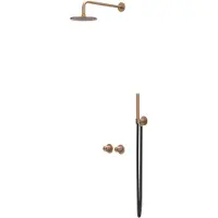 Ivy Aia Concord Inbouw Regendoucheset Symmetry 2-weg - 40cm Wandarm - 25cm Medium Hoofddouche - Wandhouder - Staafhanddouche - Rvs316 Geborsteld Mat Koper - Kranen, Douchekranen, Douchesets, Inbouw