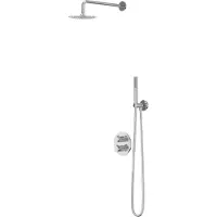 Ivy Aia Pact Inbouw Regendoucheset 2-weg - 15cm Plafondbuis - 30cm Slim Hoofddouche Rond - Wandhouder - 3-standen Handdouche - Chroom - Messing - Kranen, - Kranen, Douchekranen, Douchesets, Inbouw