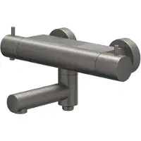 Ivy Aia Bond Badthermostaatkraan opbouw met wegdraaibare baduitloop met omstel cooltouch Geborsteld metal black PVD
