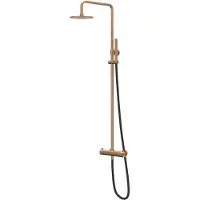 Ivy Aia Tribe Opbouw Regendoucheset - 25cm Medium Hoofddouche - Staafhanddouche - Rvs316 Geborsteld Mat Koper Pvd - RVS 316 - Kranen, Douchekranen, - Kranen, Douchekranen, Douchesets, Opbouw douchesets,
