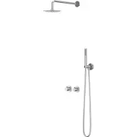 Ivy Aia Pact Regendoucheset 3 inbouw symmetry met 2-weg stop-omstel, 40cm wandarm, 20cm slim hoofddouche, houder met uitlaat, doucheslang 150cm, 3-standen handdouche Chroom