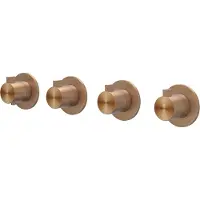 Ivy Aia Tribe Afbouwdeel inbouwthermostaat met 3 stopkranen symmetry met ronde rozetten RVS316 geborsteld mat koper PVD