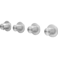 Ivy Aia Concord Afbouwdeel inbouwthermostaat met 3 stopkranen symmetry met ronde rozetten RVS316 geborsteld