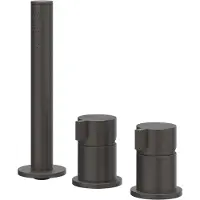 Ivy Aia Tribe Badrandcombinatie 3-gats mengkraan met uittrekbare handdouche, zonder uitloop RVS316 geborsteld carbon black PVD