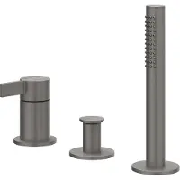 Ivy Aia Pact Badrandcombinatie 3-gats mengkraan met uittrekbare handdouche, zonder uitloop Geborsteld metal black PVD