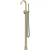 Ivy Aia Tribe Badmengkraan vrijstaand met draaibare uitloop, slang 150cm en staafhanddouche RVS316 geborsteld mat goud PVD