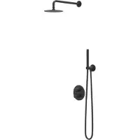 Ivy Aia Pact Regendoucheset 2 inbouw met 2-weg stop-omstel, 15cm plafondbuis, 20cm slim hoofddouche rond, glijstang met uitlaat, doucheslang 150cm, staafmodel handouche Mat zwart PED