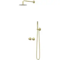 Ivy Aia Pact Inbouw Regendoucheset Symmetry 2-weg - 30cm Plafondbuis - 25cm Medium Hoofddouche - Glijstang - Satin Spray Handdouche - Geborsteld Mat Goud - Kranen, Douchekranen, Douchesets, Inbouw