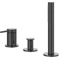 Ivy Aia Bond Badrandcombinatie 3-gats mengkraan met uittrekbare handdouche, zonder uitloop Zwart chroom PVD