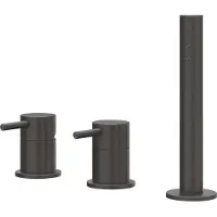 Ivy Aia Concord Badrandcombinatie 3-gats mengkraan met uittrekbare handdouche, zonder uitloop RVS316 geborsteld carbon black PVD