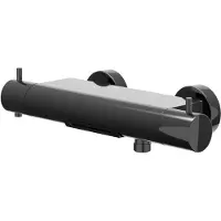 Ivy Aia Bond Badthermostaatkraan opbouw cooltouch met cascade uitloop Zwart chroom PVD