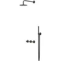 Ivy Aia Concord Inbouw Regendoucheset Symmetry 2 Stopkranen - 40cm Wandarm - 25cm Medium Hoofddouche - Glijstang - Staafhanddouche - Rvs316 Geborsteld - Kranen, Douchekranen, Douchesets, Inbouw douchesets