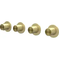 Ivy Aia Concord Afbouwdeel inbouwthermostaat met 3 stopkranen symmetry met ronde rozetten RVS316 geborsteld mat goud PVD