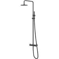 Ivy Aia Tribe Opbouw Regendoucheset - 20cm Medium Hoofddouche - Staafhanddouche - Rvs316 Geborsteld Carbon Black Pvd - RVS 316 - Kranen, Douchekranen, - Kranen, Douchekranen, Douchesets, Opbouw