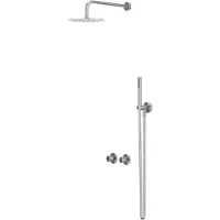 Ivy Aia Bond Inbouw Regendoucheset Symmetry 2-weg - 15cm Plafondbuis - 30cm Slim Hoofddouche - Glijstang - 3-standen Handdouche - Chroom - Messing - Kranen, Douchekranen, Douchesets, Inbouw douchesets