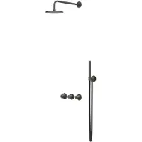 Ivy Aia Concord Inbouw Regendoucheset Symmetry 2 Stopkranen - 40cm Wandarm - 30cm Medium Hoofddouche - Wandhouder - Staafhanddouche - Rvs316 Geborsteld - Kranen, Douchekranen, Douchesets, Inbouw