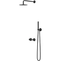 Ivy Aia Pact Regendoucheset 3 inbouw symmetry met 2-weg stop-omstel, 15cm plafondbuis, 20cm slim hoofddouche, glijstang met uitlaat, doucheslang 150cm, 3-standen handdouche Mat zwart PED