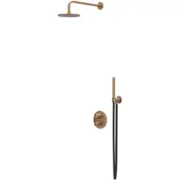 Ivy Aia Concord Inbouw Regendoucheset 2-weg - 30cm Plafondbuis - 30cm Medium Hoofddouche Rond - Glijstang - Staafhanddouche - Rvs316 Geborsteld Mat Koper - Kranen, Douchekranen, Douchesets, Inbouw