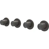 Ivy Aia Concord Afbouwdeel inbouwthermostaat met 3 stopkranen symmetry met ronde rozetten RVS316 geborsteld carbon black PVD
