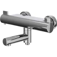 Ivy Aia Pact Badthermostaatkraan opbouw met wegdraaibare baduitloop met omstel cooltouch Chroom