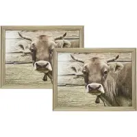 Mars & More 2x Schootkussens/laptrays Zwitserse koe print 43 x 33 cm - Schoottafels - Dienbladen voor op schoot